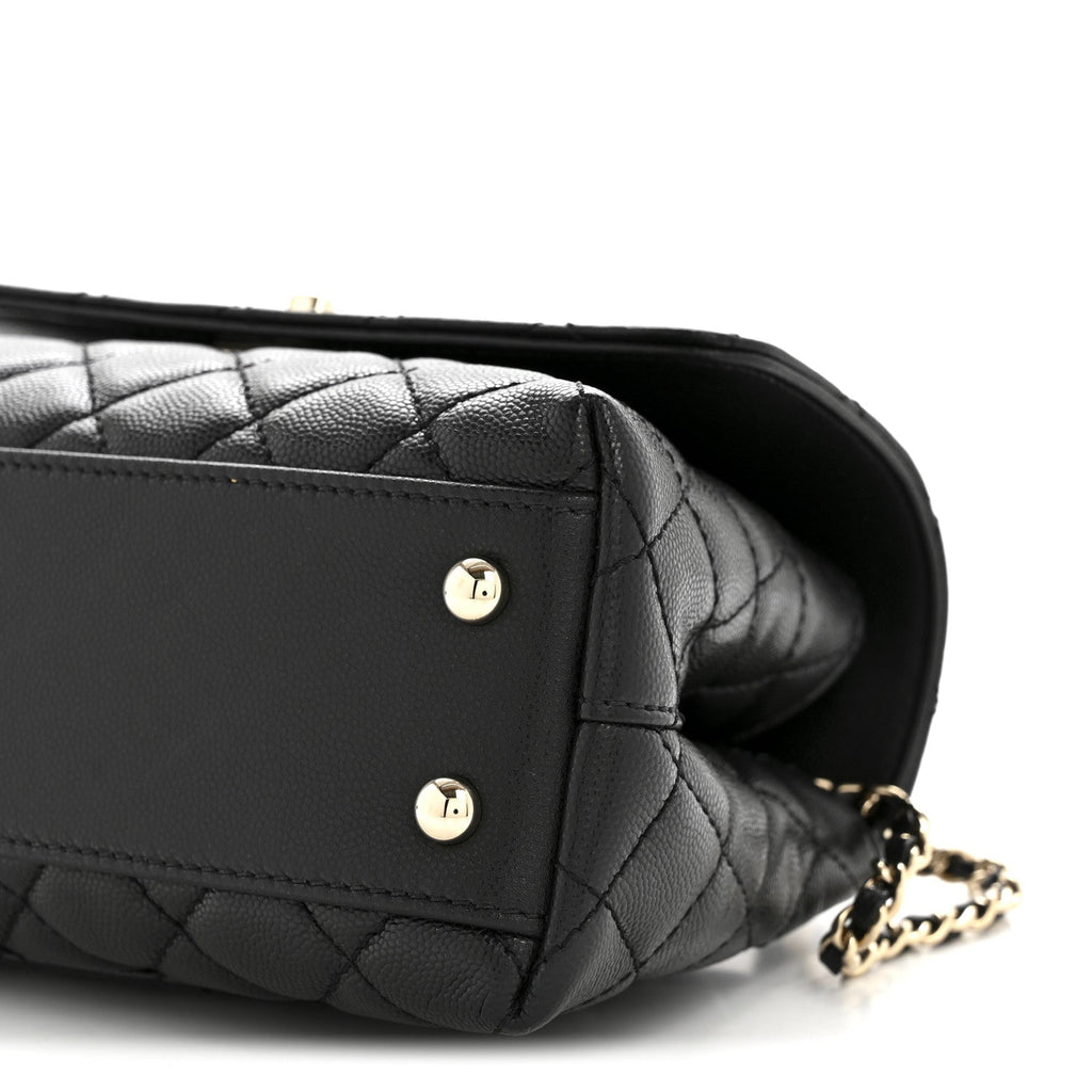 Caviar Quilted Mini Coco Handle Flap Black