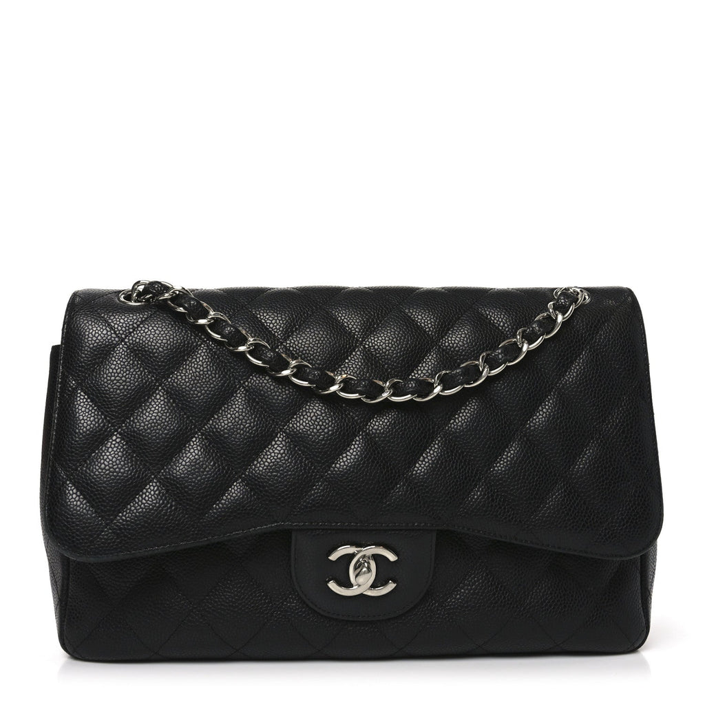 Caviar Quilted Jumbo Double Flap Black