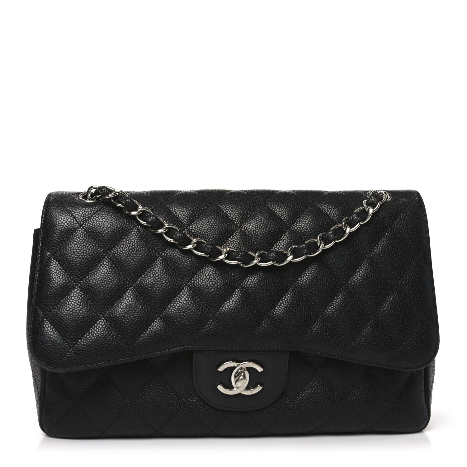 Caviar Quilted Jumbo Double Flap Black
