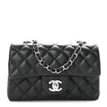 Lambskin Quilted Mini Rectangular Flap Black