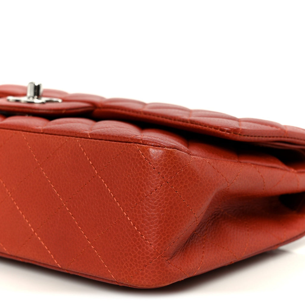Caviar Quilted Medium Double Flap Red