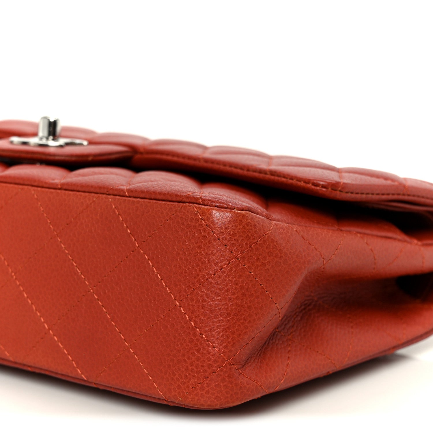 Caviar Quilted Medium Double Flap Red