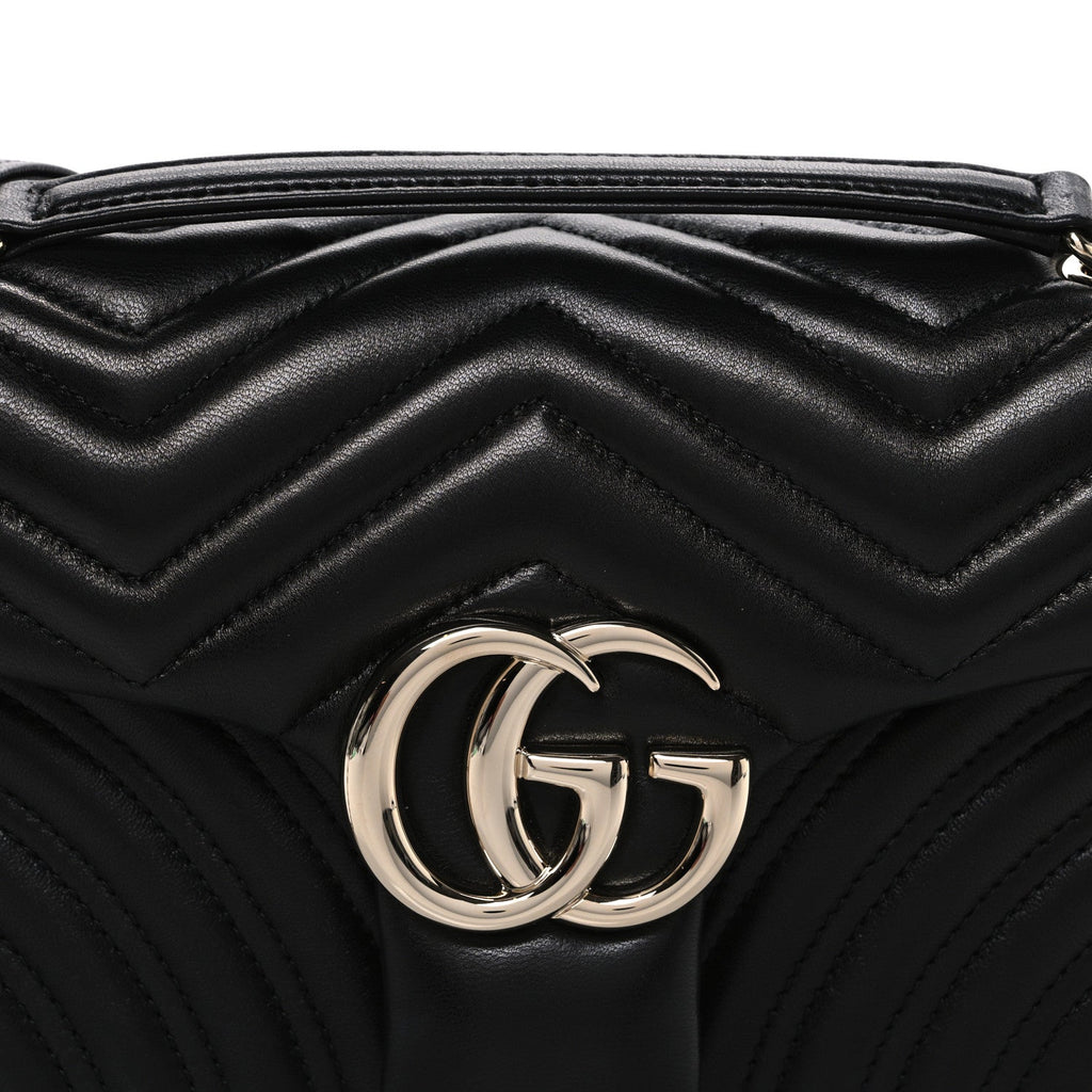 Lambskin Matelasse Medium GG Marmont Shoulder Bag Black