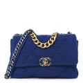 Tweed Quilted Large Chanel 19 Flap Blue