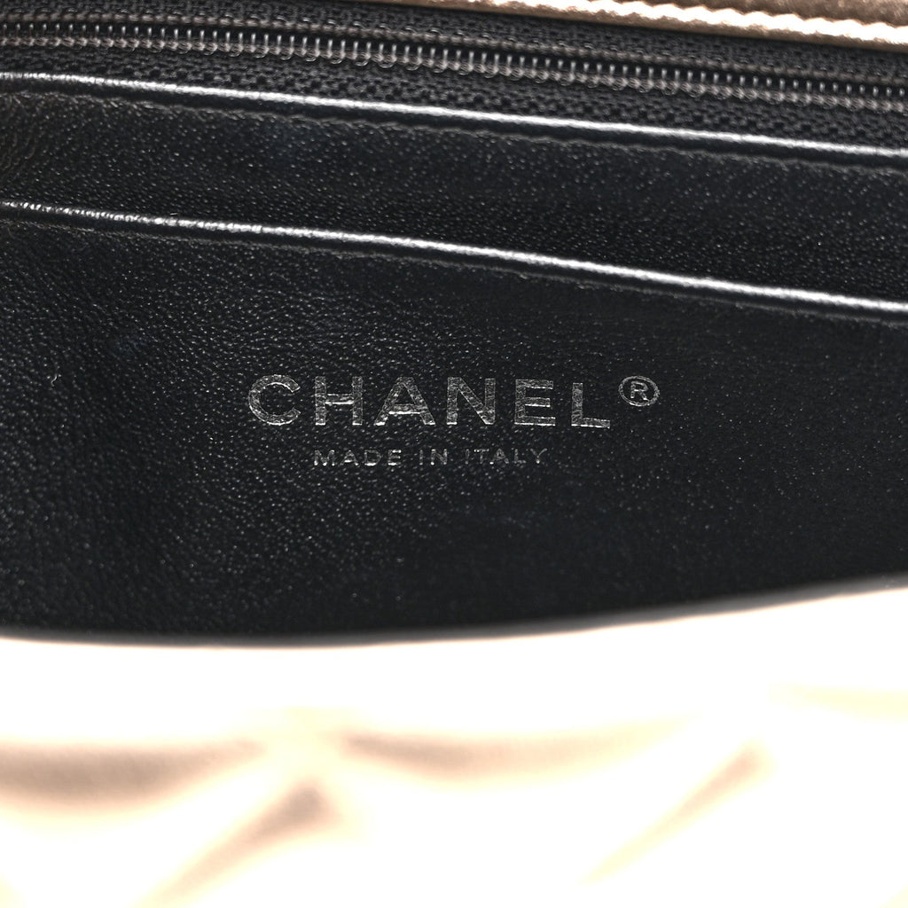 Metallic Lambskin Quilted Mini Square Flap Gold Black