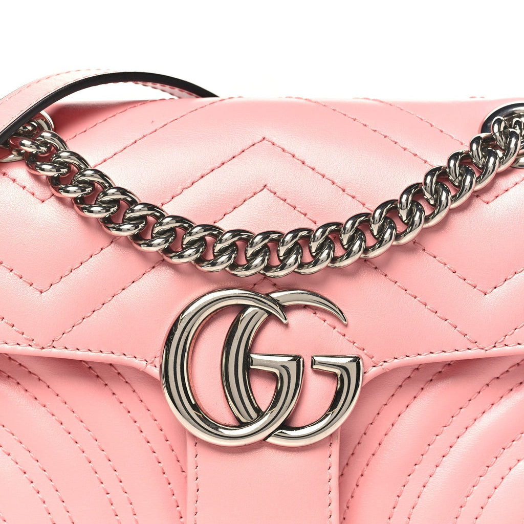 Calfskin Matelasse Mini GG Marmont Shoulder Bag  Wild Rose