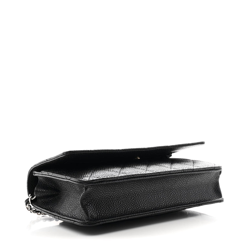 Caviar Quilted Wallet on Chain WOC Black