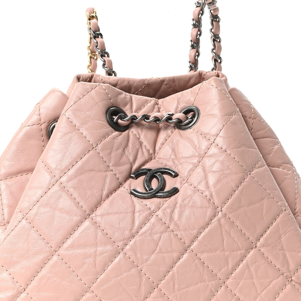 Aged Calfskin Quilted Small Gabrielle Backpack Pink