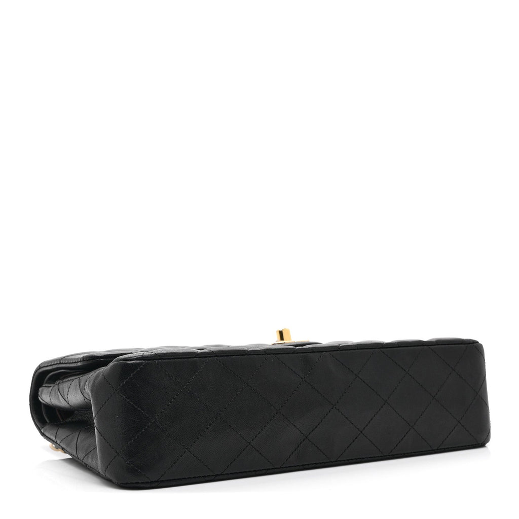 Lambskin Quilted Medium Double Flap Black