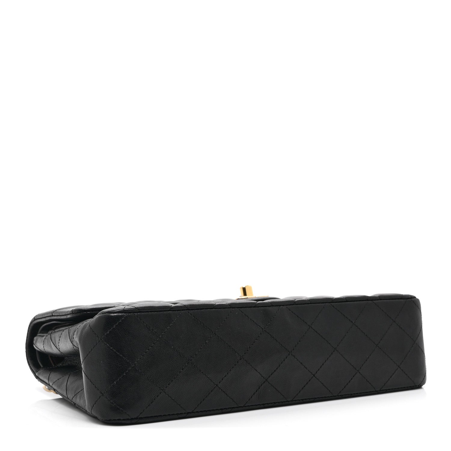Lambskin Quilted Medium Double Flap Black