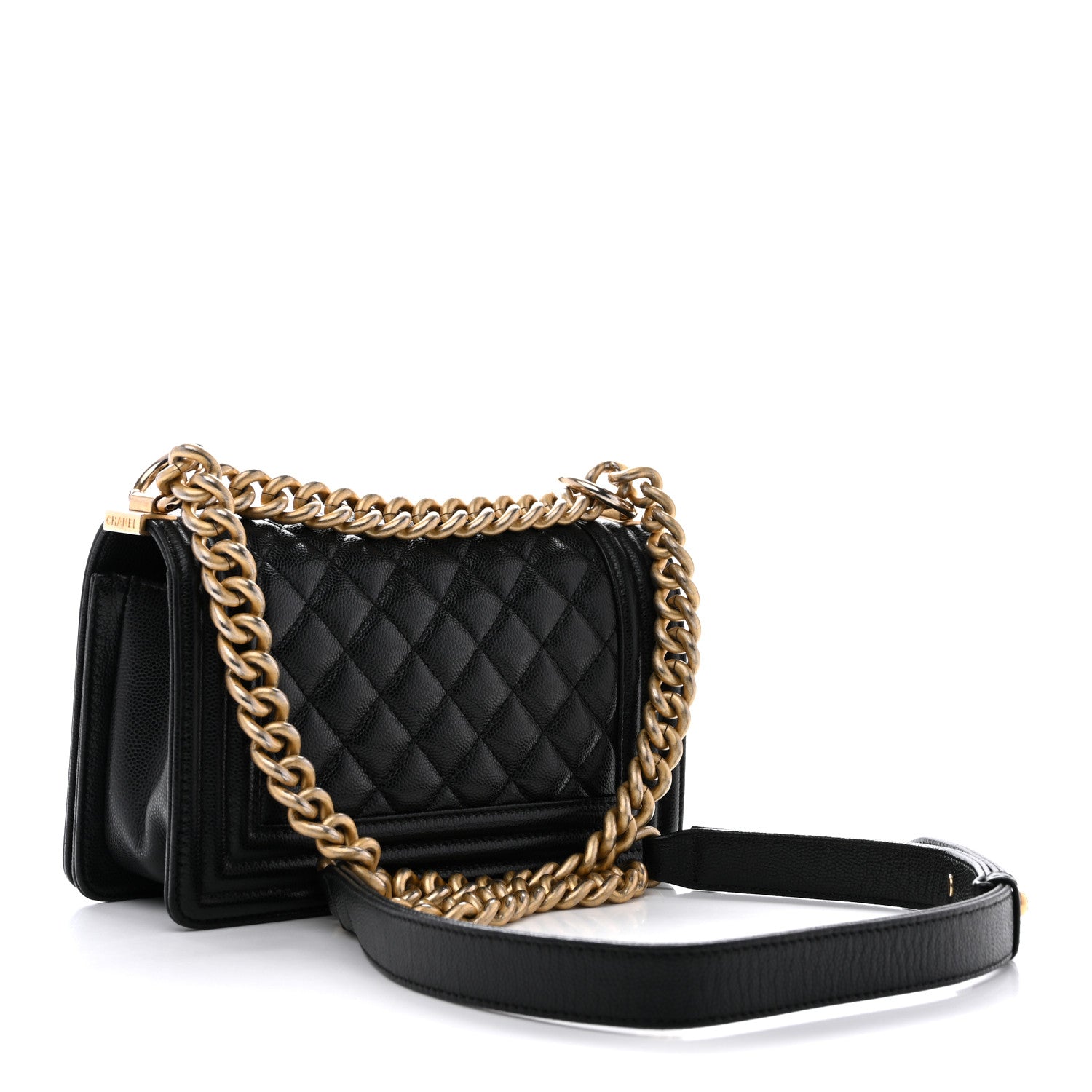 Caviar Quilted Small Boy Flap Black