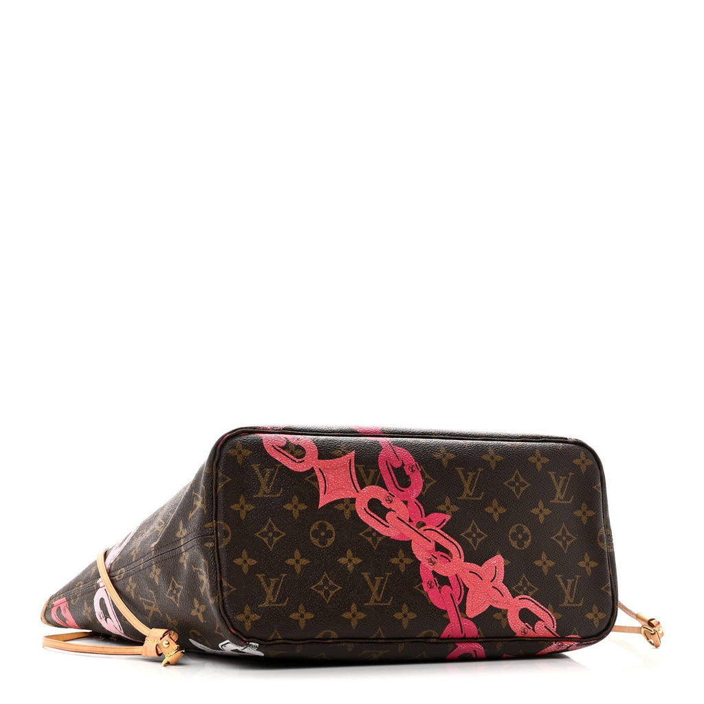 Monogram Bay Neverfull MM Rose Ballerine Poppy