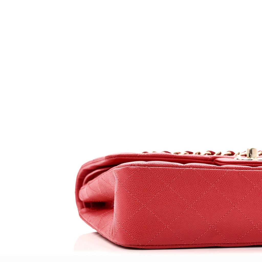 Caviar Quilted Medium Double Flap Red
