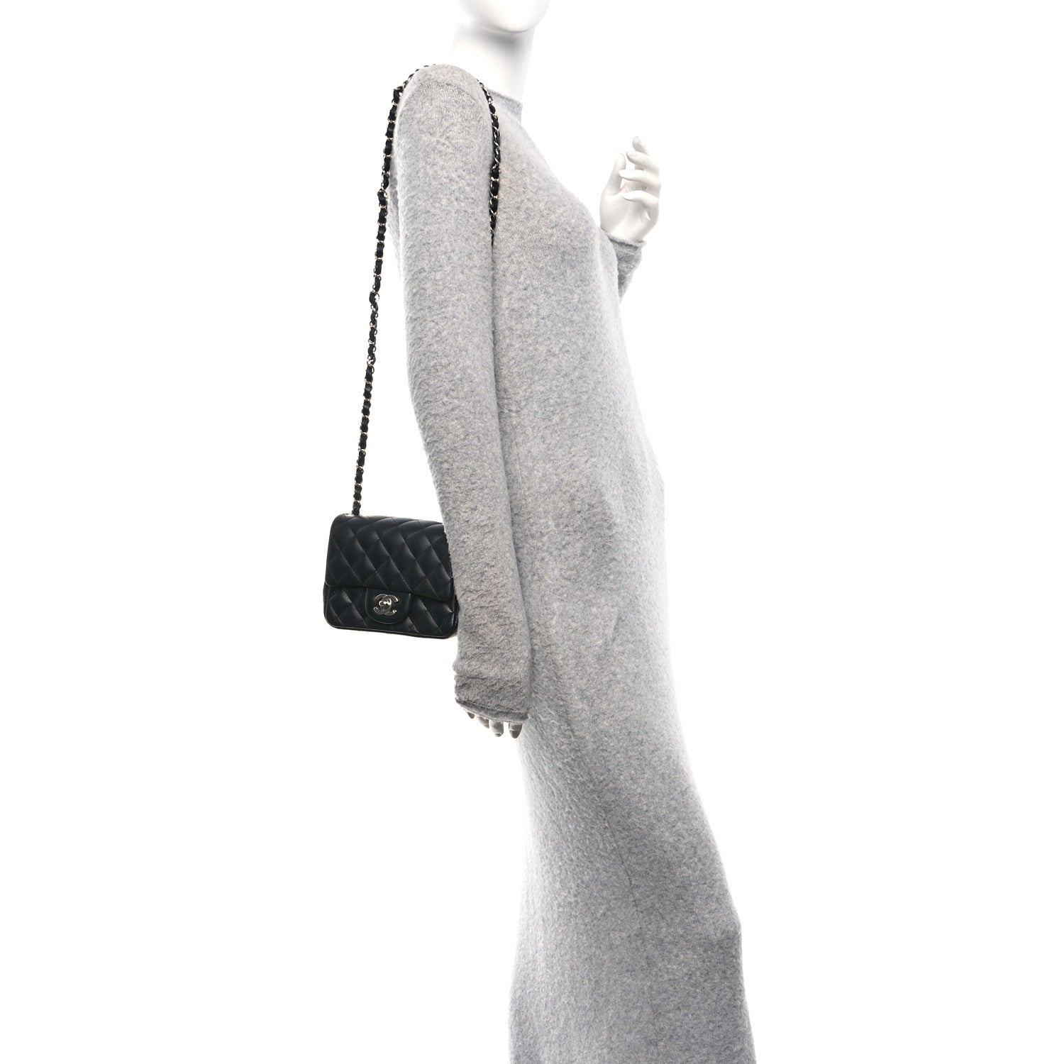 Lambskin Quilted Mini Square Flap Black