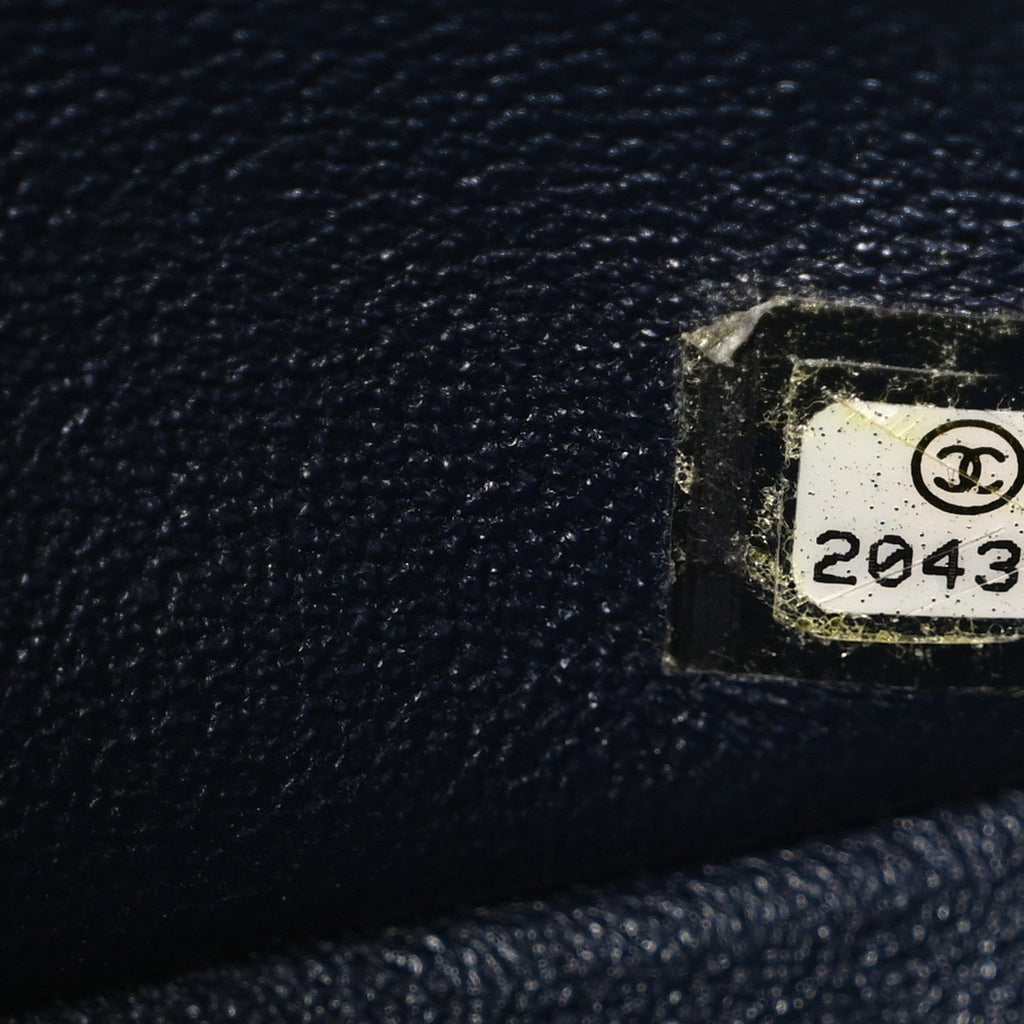 Lambskin Quilted Jumbo Double Flap Navy