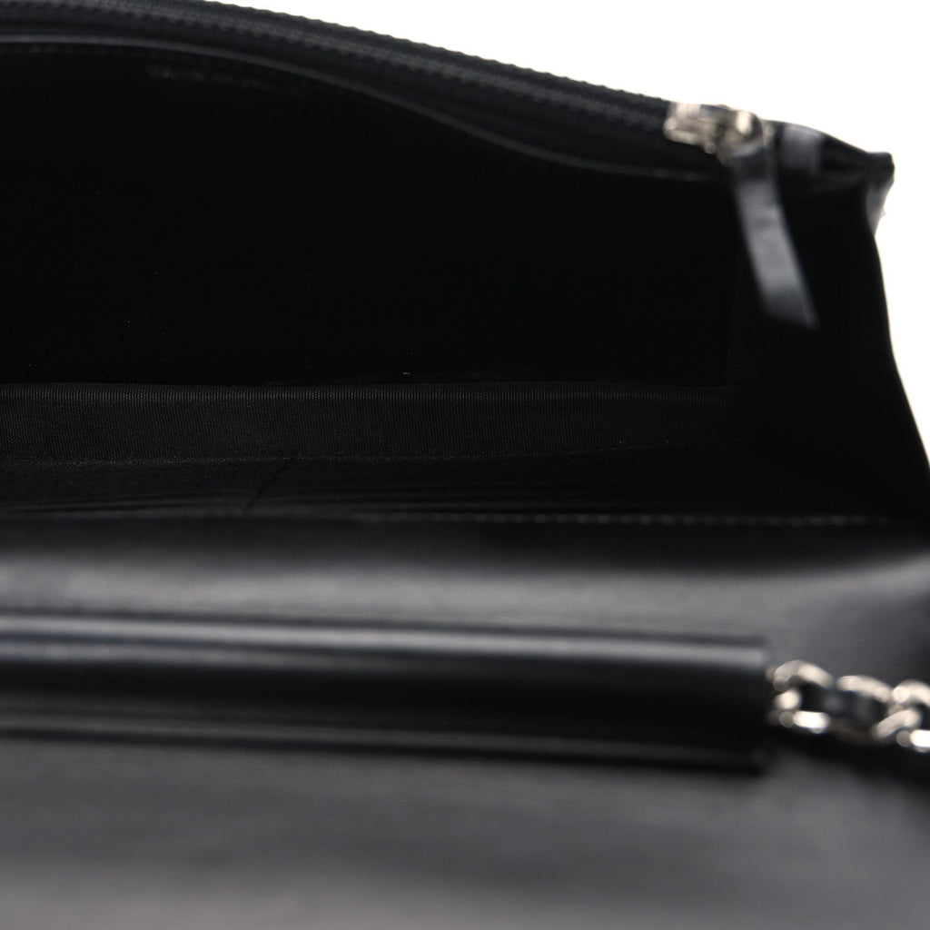 Lambskin Camellia Studded Wallet on Chain WOC Black