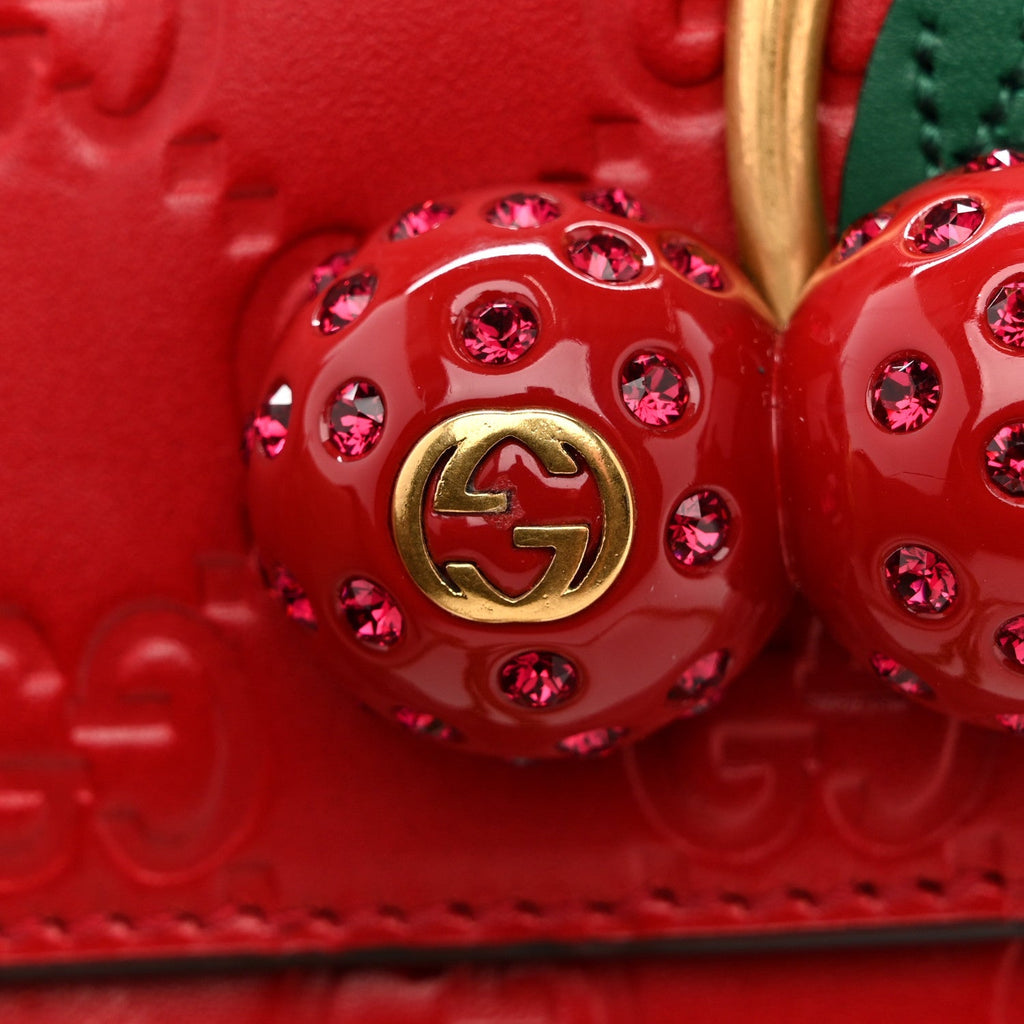 Guccissima Mini Cherry Chain Bag Hibiscus Red