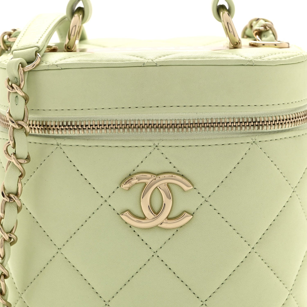 Lambskin Quilted Trendy Vanity Case Sea Green