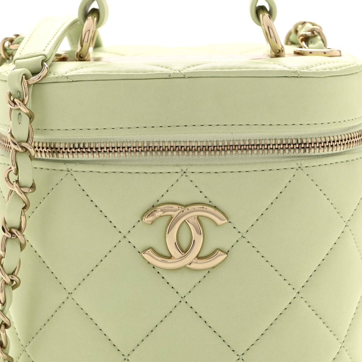 Lambskin Quilted Trendy Vanity Case Sea Green