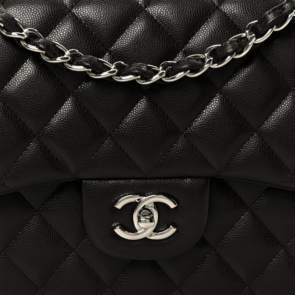Caviar Quilted Jumbo Double Flap Dark Brown