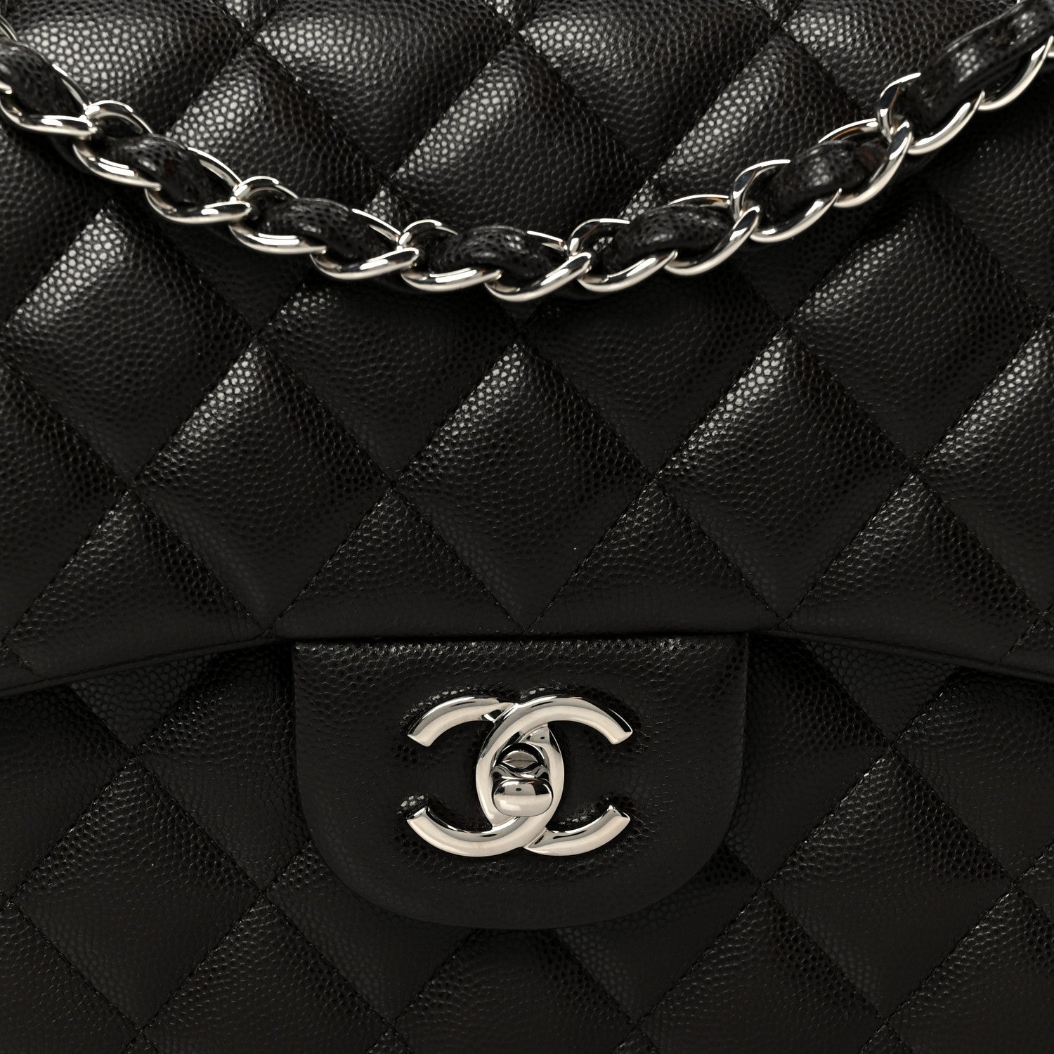 Caviar Quilted Jumbo Double Flap Dark Brown