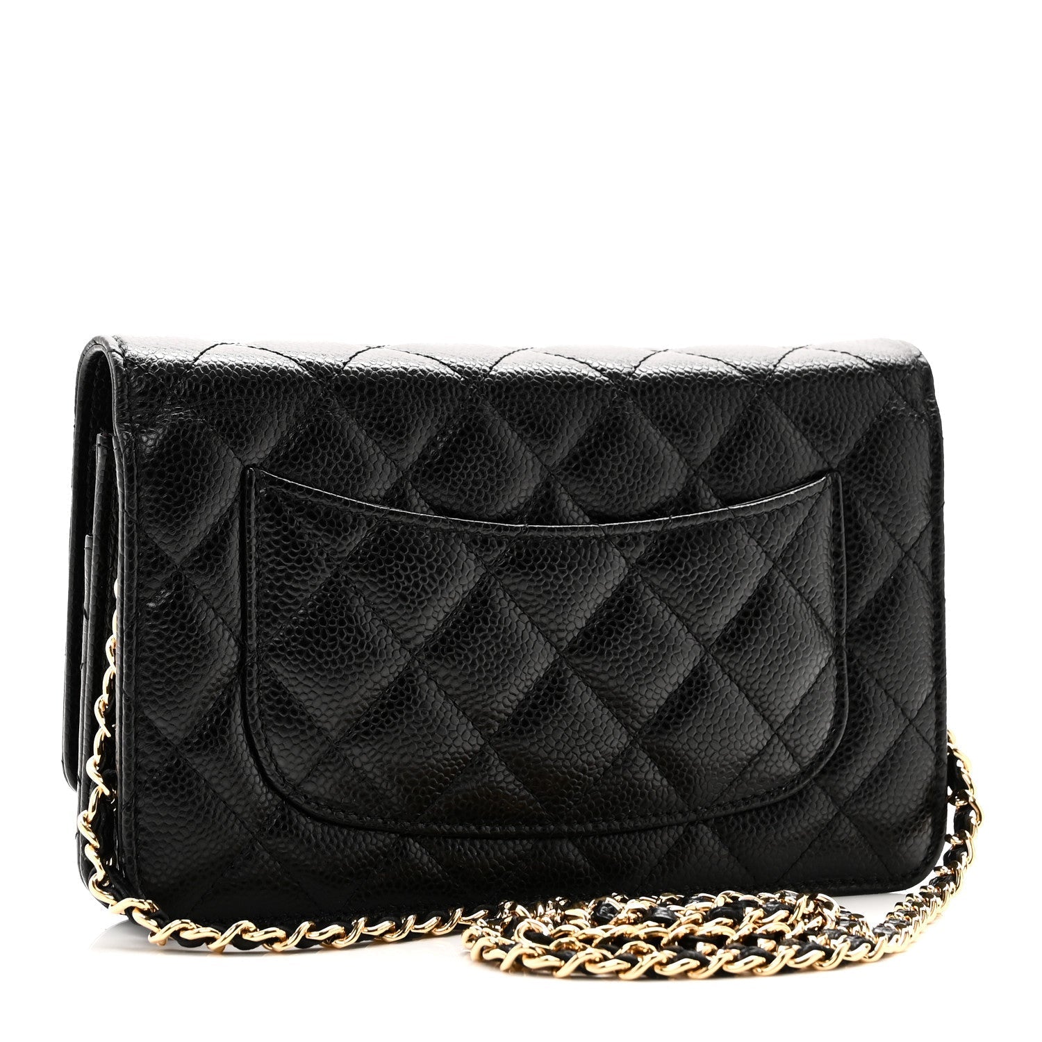 Caviar Quilted Wallet on Chain WOC Black