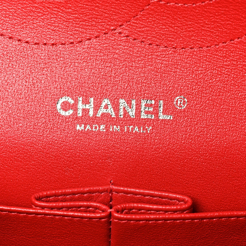 Lambskin Quilted Jumbo Double Flap Red