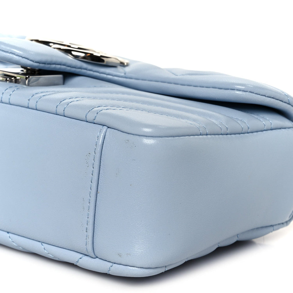 Lambskin Matelasse Small GG Marmont Shoulder Bag Porcelain Light Blue