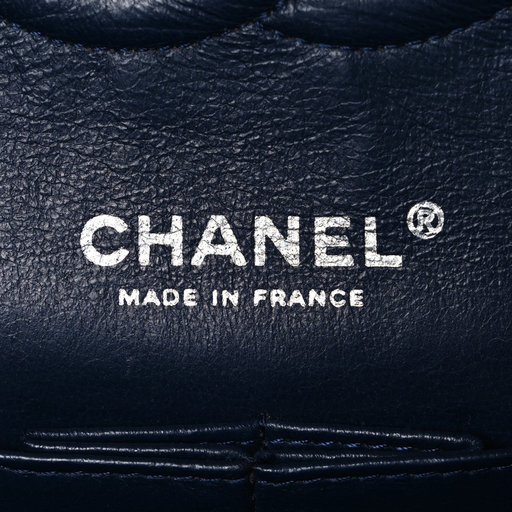 Lambskin Quilted Medium Double Flap Navy