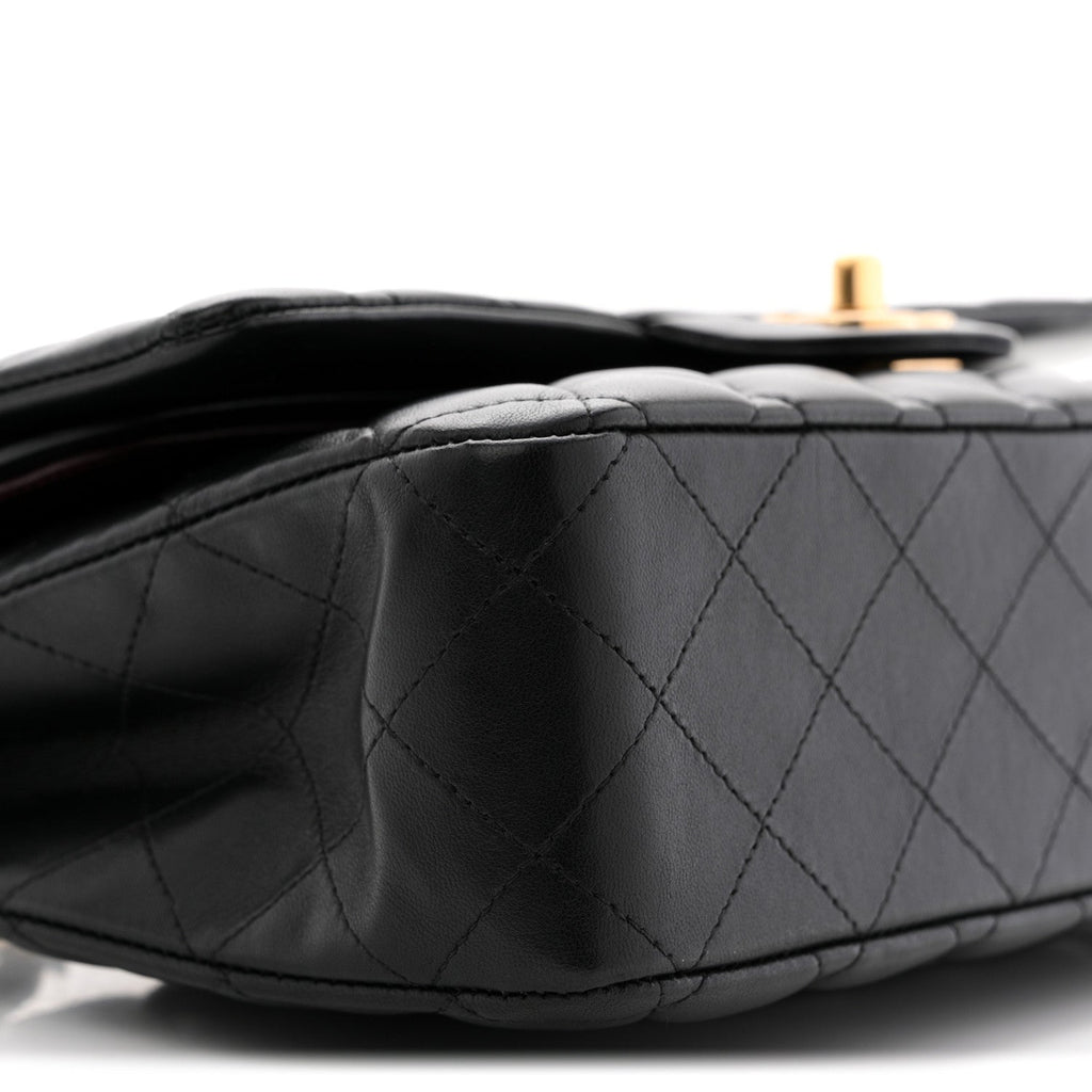 Lambskin Quilted Medium Double Flap Black