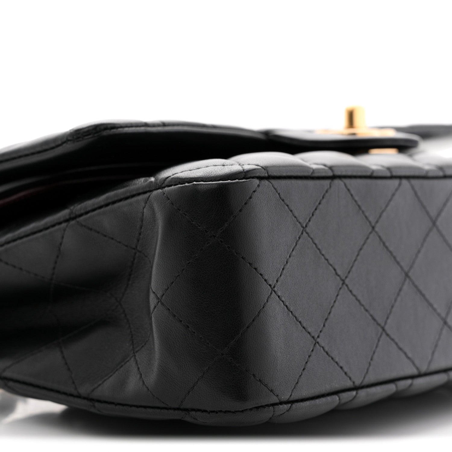Lambskin Quilted Medium Double Flap Black