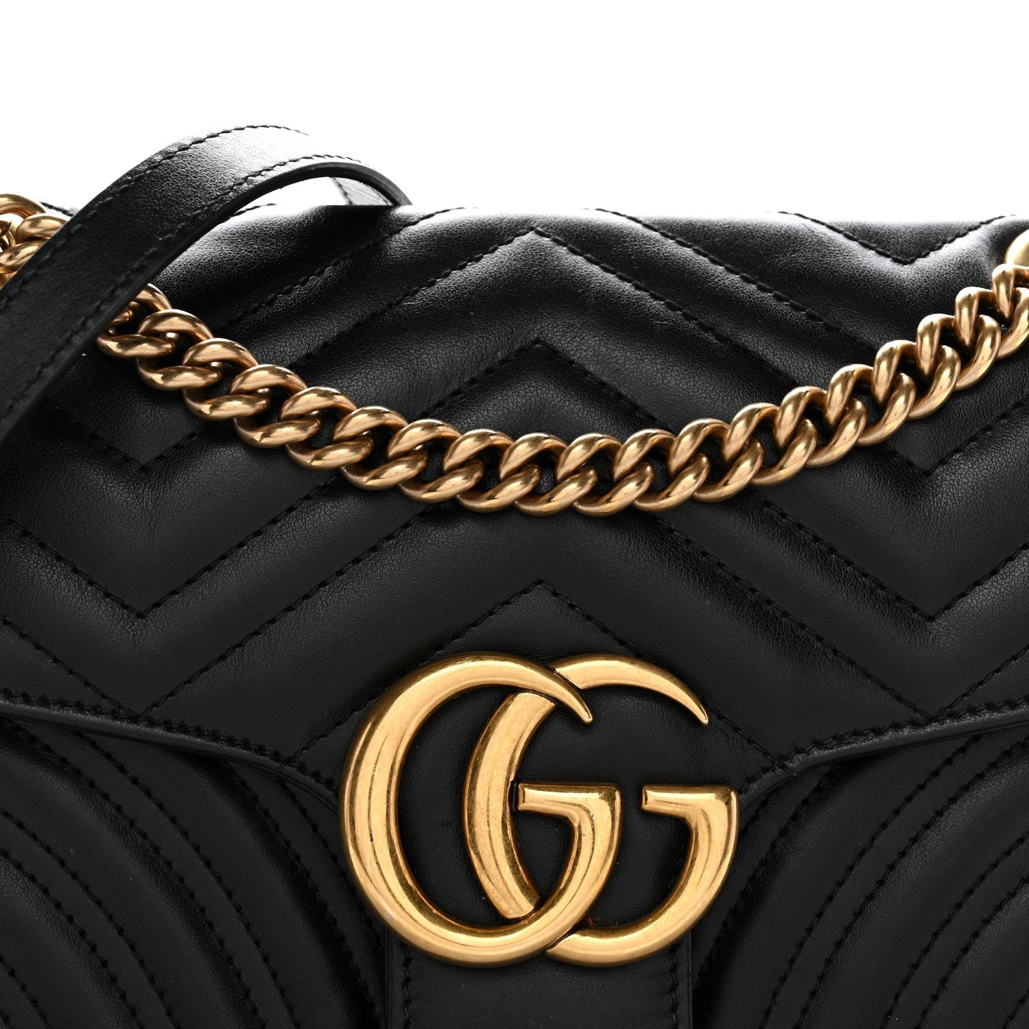 Calfskin Matelasse Small GG Marmont Shoulder Bag Black