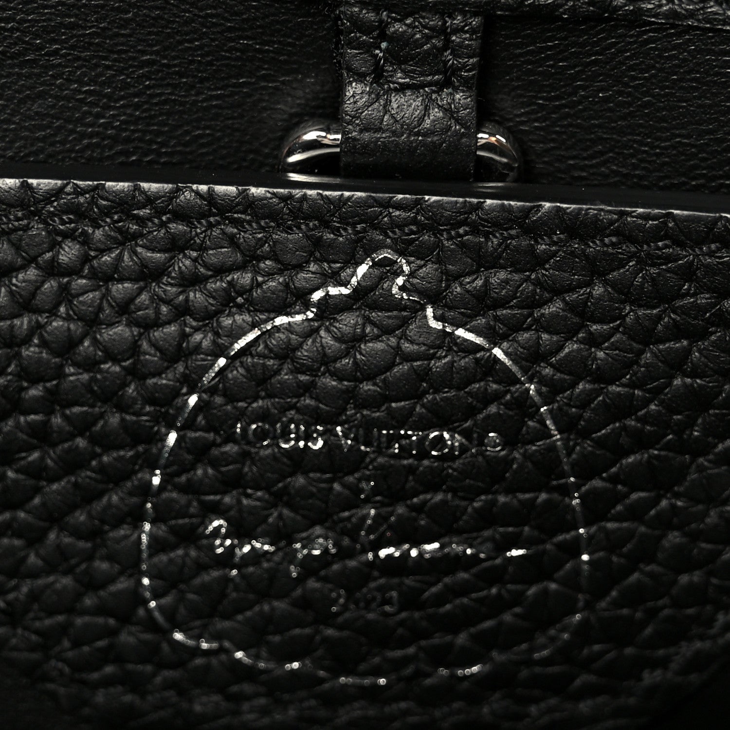 LV X YK Taurillon Inlaid Kusama Flowers Capucines BB Black