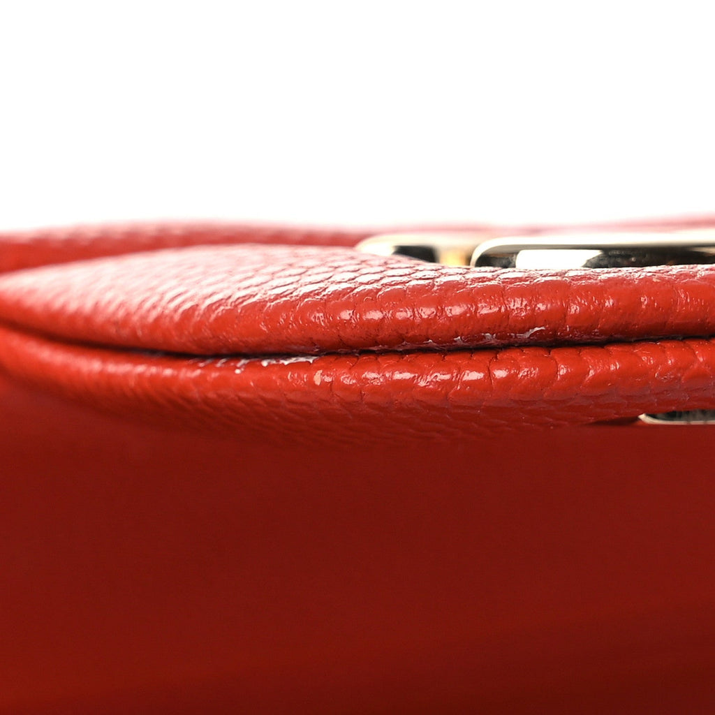 Caviar Quilted Medium Double Flap Light Red