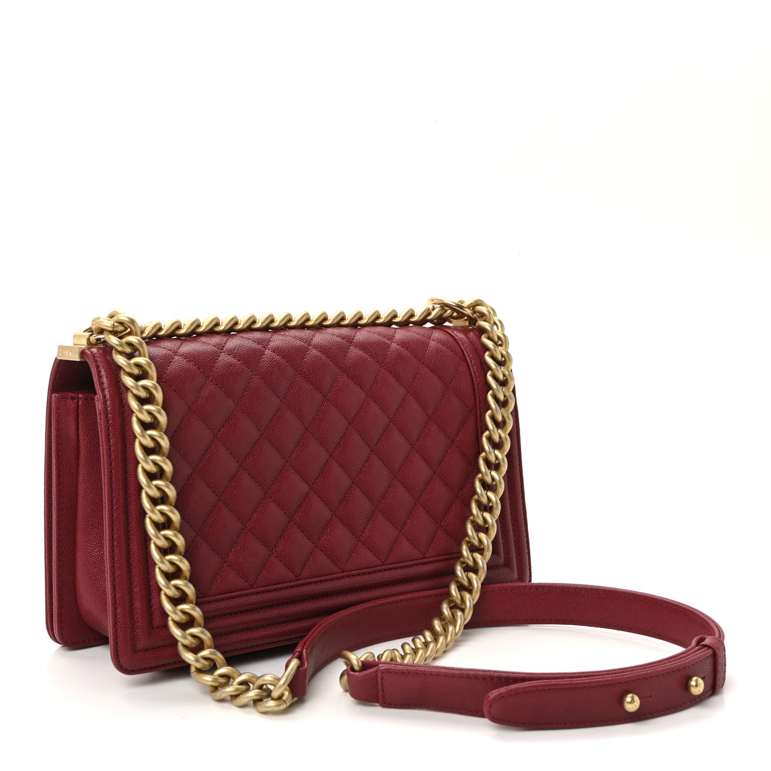 Caviar Quilted Medium Boy Flap Burgundy