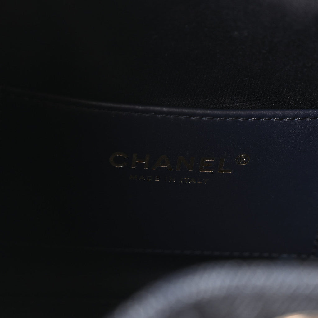Denim Quilted Mini Chanel 25 Handbag Dark Blue