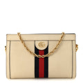 Textured Calfskin Web Small Ophidia Chain Shoulder Bag Mystic White
