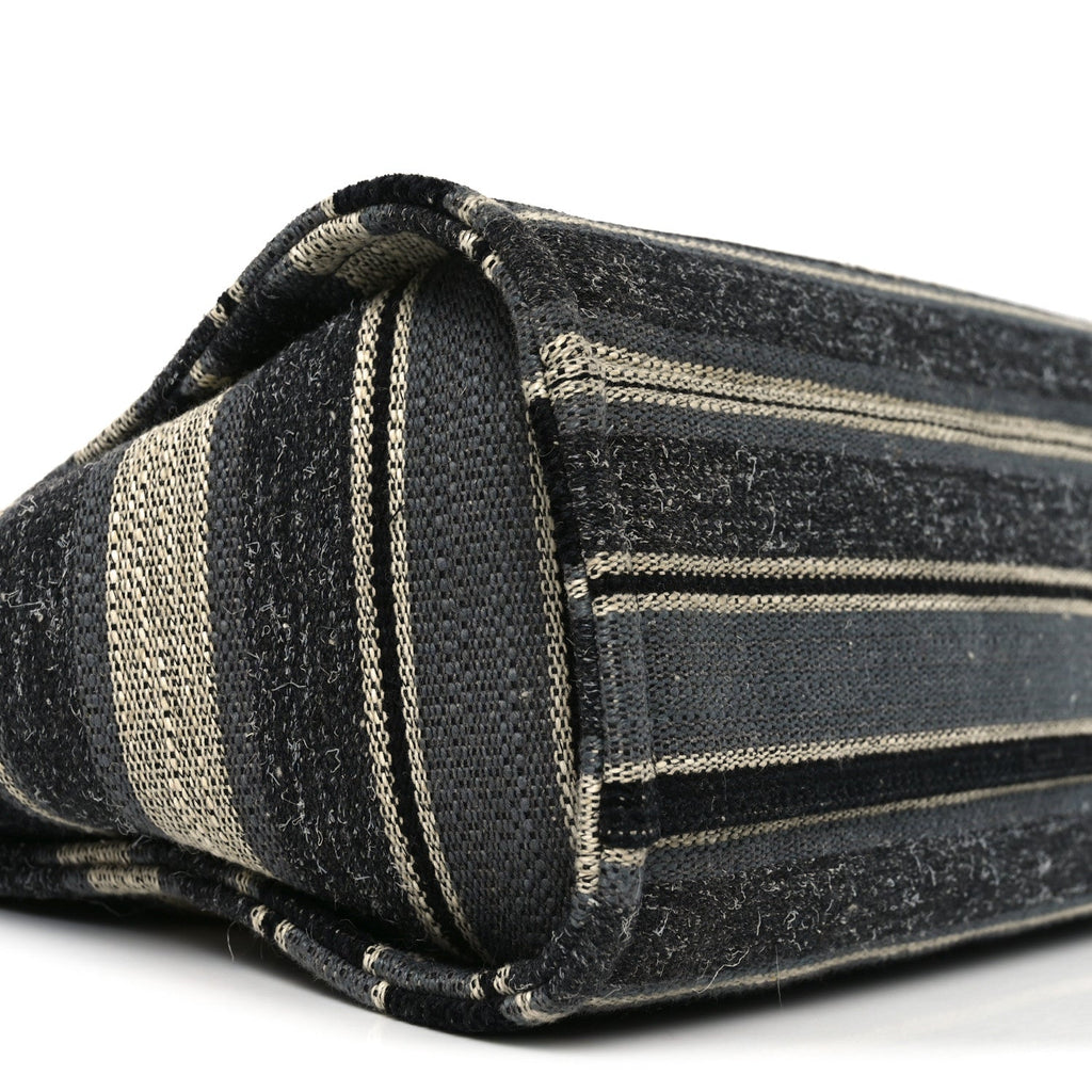Striped Canvas Small Deauville Tote Dark Grey