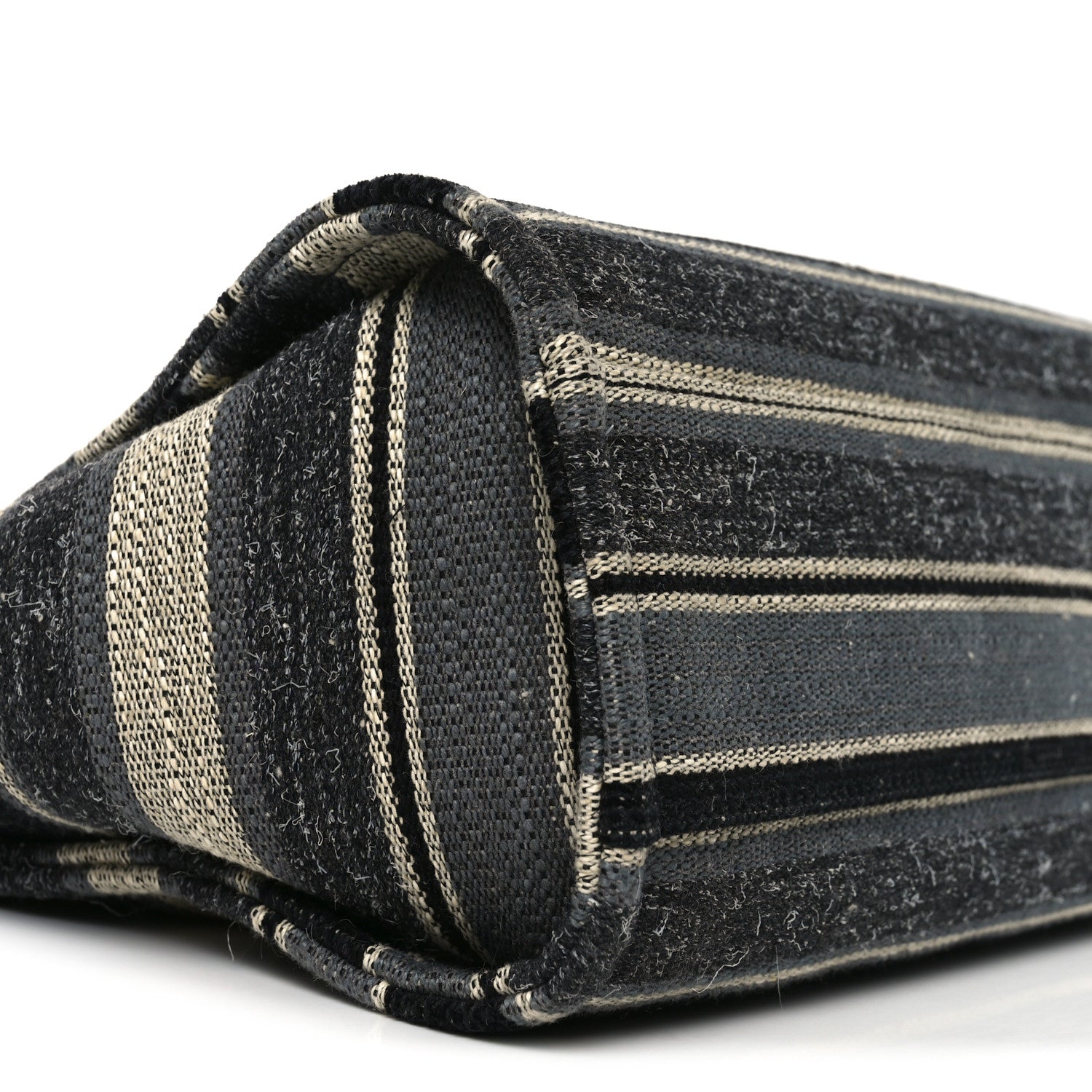 Striped Canvas Small Deauville Tote Dark Grey