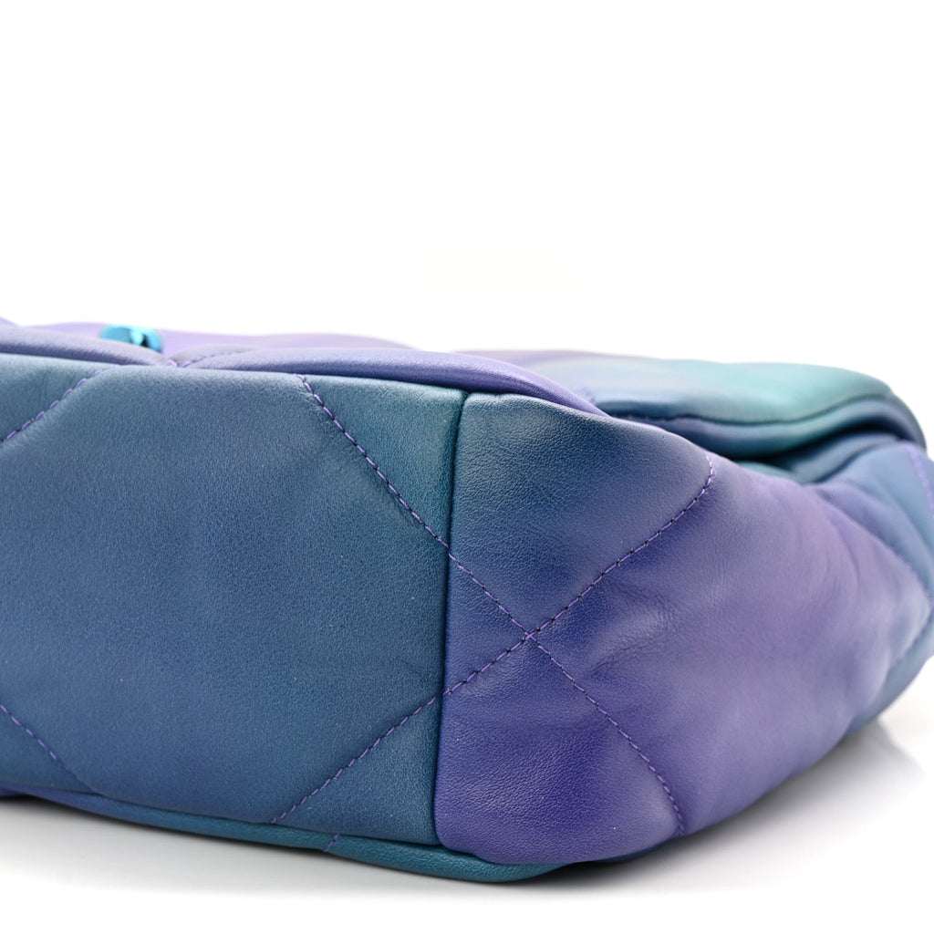 Tie Dye Calfskin Quilted Medium Chanel 19 Flap Blue Purple