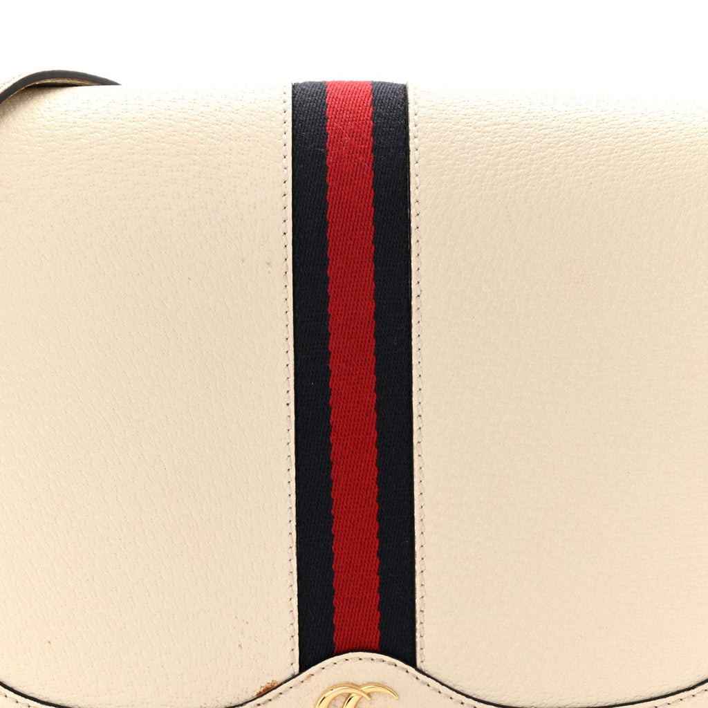 Textured Calfskin Small Ophidia Flap Messenger Bag Mystic White