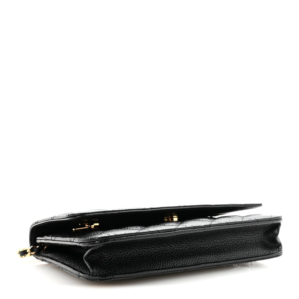 Caviar Quilted Wallet on Chain WOC Black