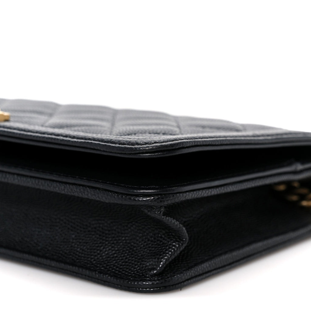 Caviar Quilted Boy Wallet On Chain WOC Black