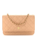 Caviar Quilted Wallet on Chain WOC Beige