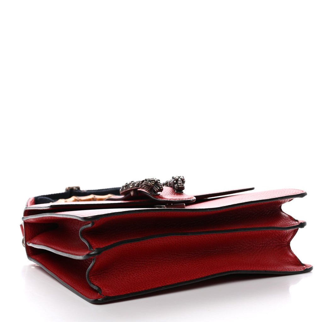 Dollar Calfskin Crystal Web Medium Dionysus Bamboo Top Handle Bag Hibiscus Red Black Diamond
