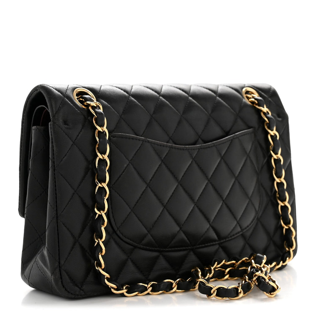 Lambskin Quilted Medium Double Flap Black