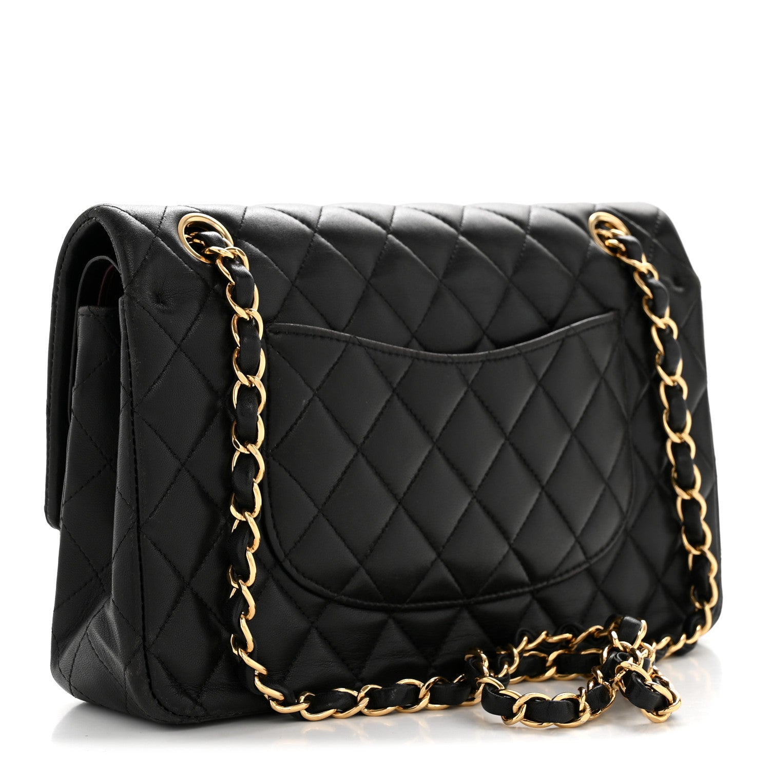 Lambskin Quilted Medium Double Flap Black