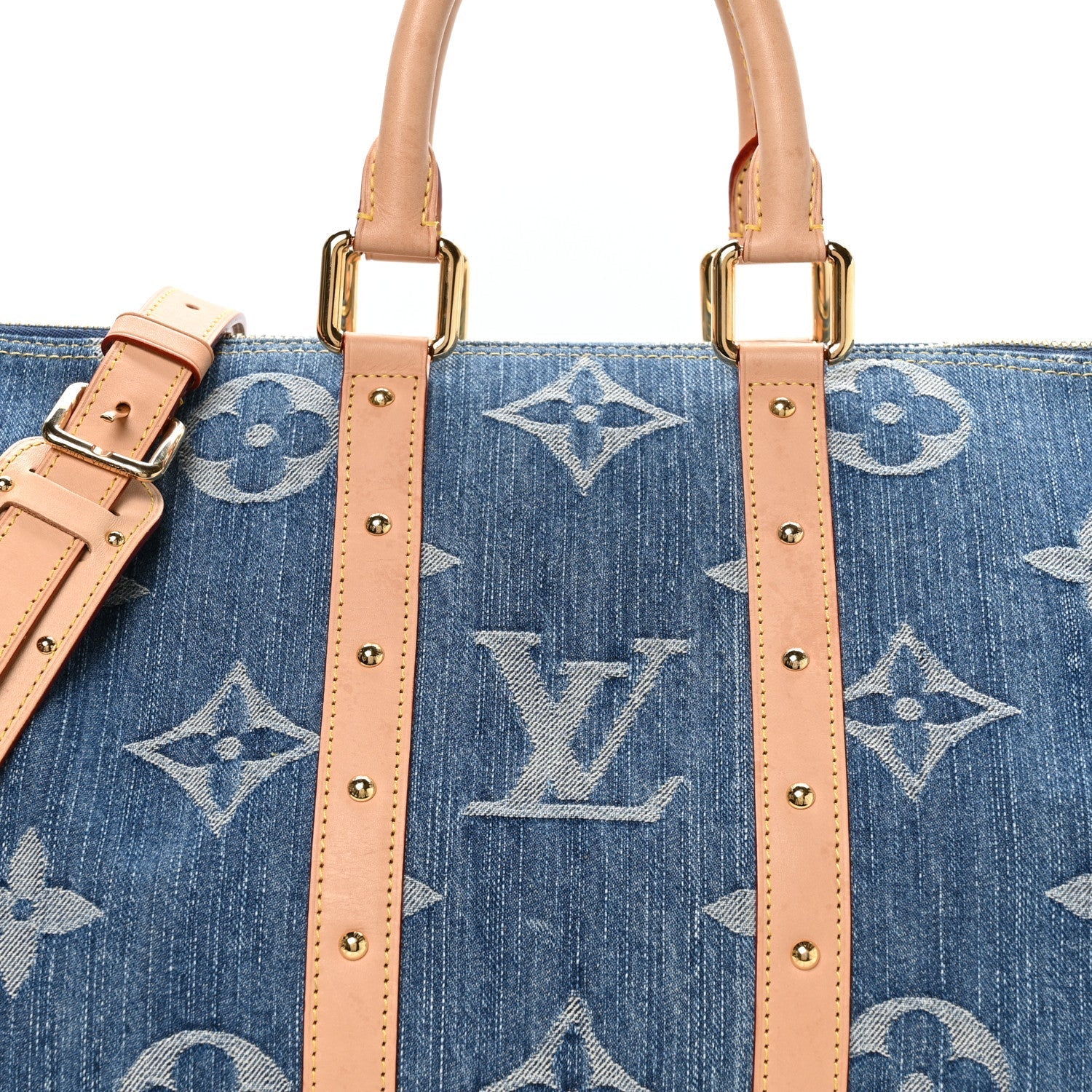 Denim Monogram New LV Remix Keepall Bandouliere 45 Blue