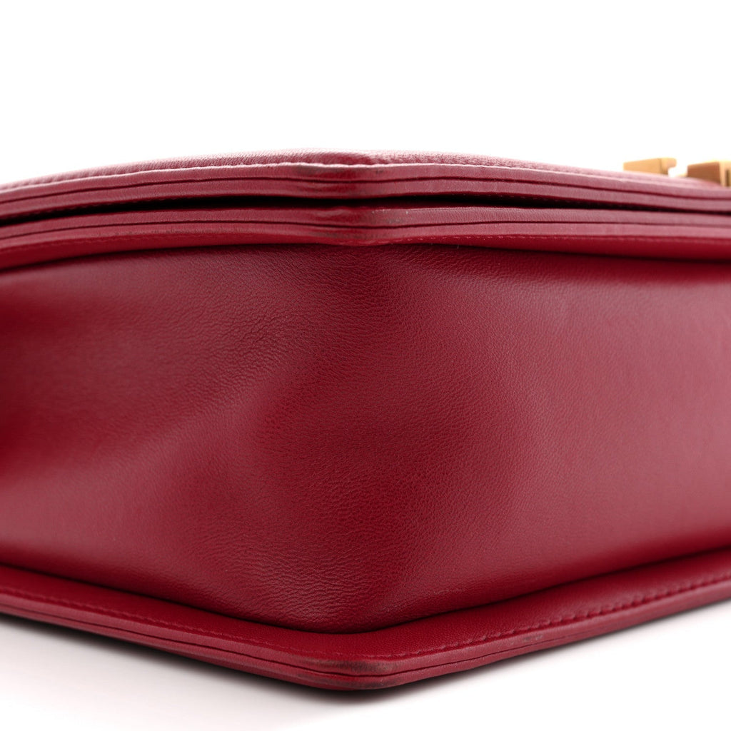 Lambskin Quilted New Medium Boy Flap Dark Red