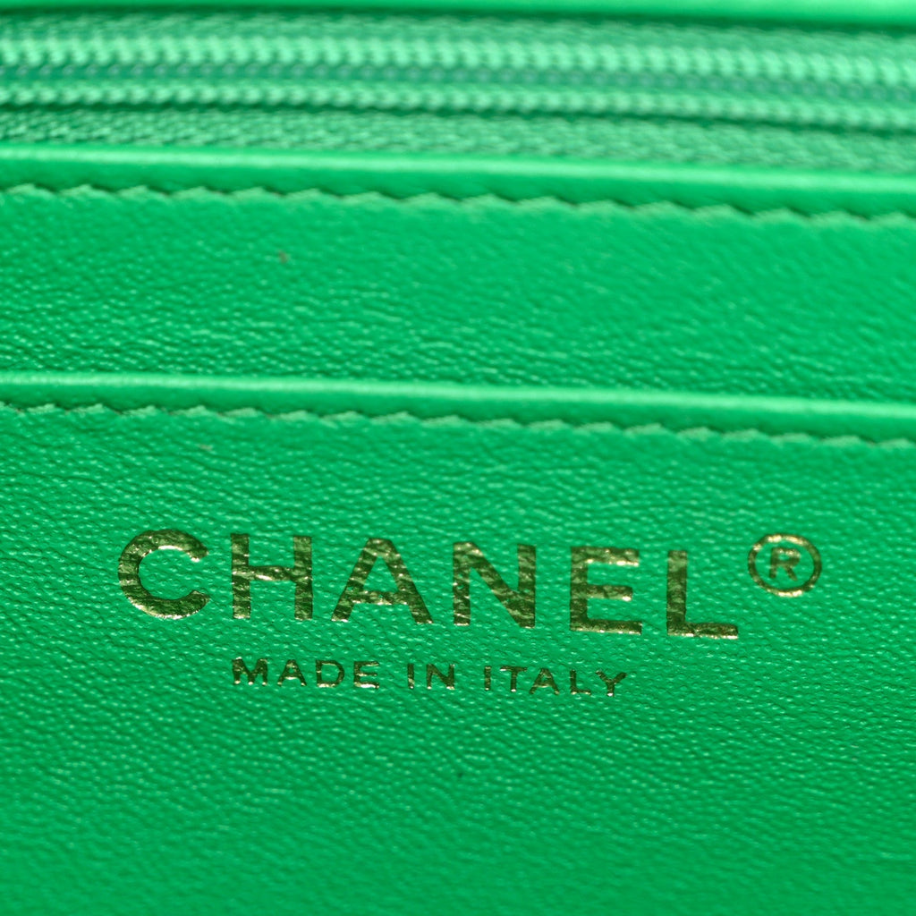 Lambskin Quilted Mini Square Flap Green